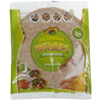 EL SABOR τορτίγιες/πίτες Wraps ολικής άλεσης 8x20cm