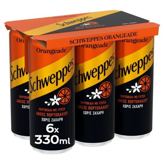 SCHWEPPES αναψυκτικό πορτοκαλάδα χωρίς ζάχαρη 6x330ml
