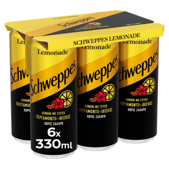 SCHWEPPES αναψυκτικό Λεμόνι Περγαμόντο & Ιβίσκος χωρίς ζάχαρη 6x330ml
