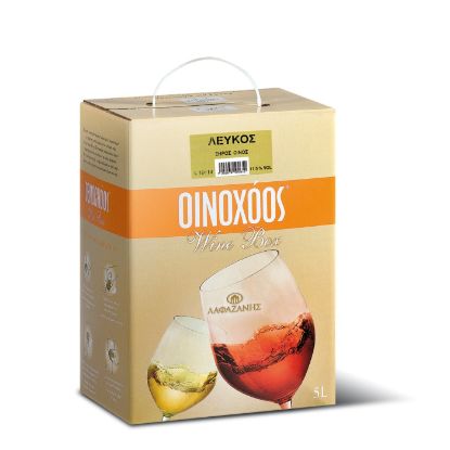 ΛΑΦΑΖΑΝΗΣ οίνος λευκός ξηρός ασκός oινοχόος μοσχόφυλλο 5lt